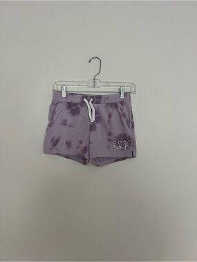 GAP Lavender Tie-Dye Fleece Shorts with White Drawstring